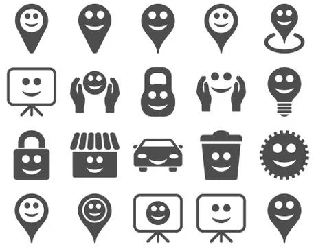 Tools, options, smiles, objects icons Stock Illustration