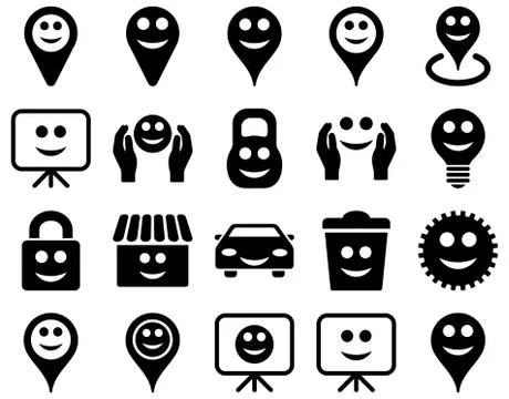 Tools, options, smiles, objects icons Stock Illustration