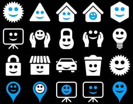 Tools, options, smiles, objects icons Stockillustratie