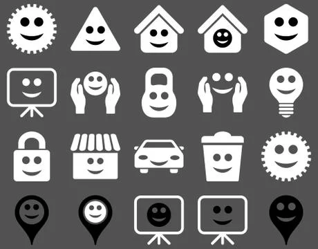 Tools, options, smiles, objects icons Stockillustratie