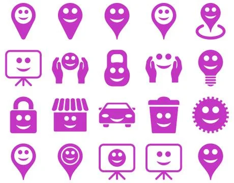 Tools, options, smiles, objects icons 库存插图