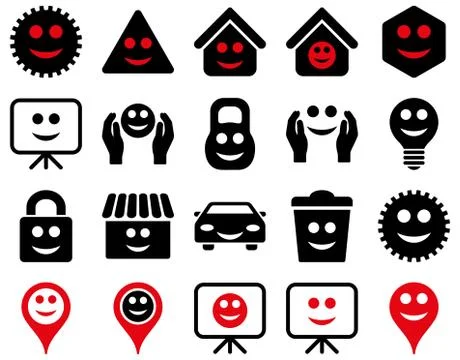 Tools, options, smiles, objects icons Stockillustratie
