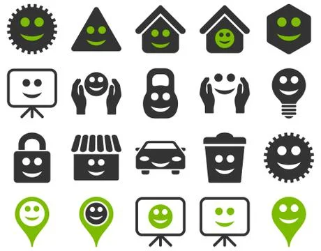Tools, options, smiles, objects icons Illustrazione stock