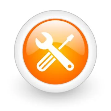 Tools orange glossy web icon on white background. Stock Illustration