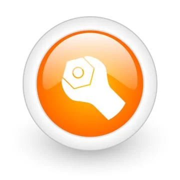 Tools orange glossy web icon on white background. Stock Illustration
