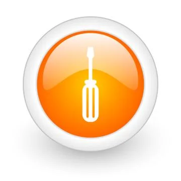 Tools orange glossy web icon on white background. Stock Illustration