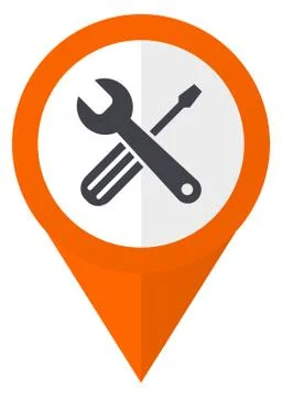 Tools orange pointer vector icon in eps 10 isolated on white background. Illustrazione stock