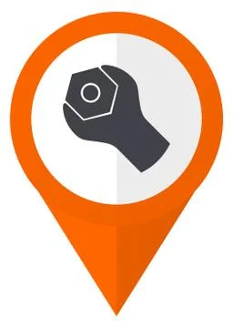 Tools orange pointer vector icon in eps 10 isolated on white background. Illustrazione stock