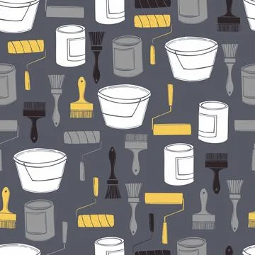 Tools for painting walls. Vector  pattern. Stock Illustration