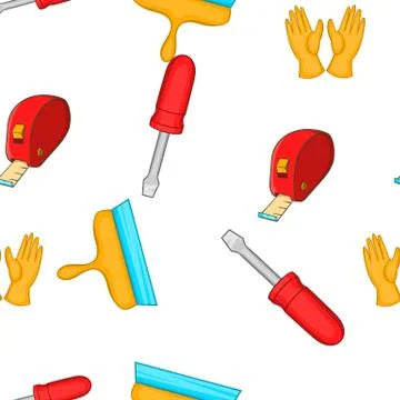 Tools pattern, cartoon style Stock Illustration
