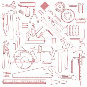 Tools pattern pictogram on white background. Stock Illustration