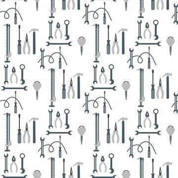 Tools pattern with screwdrivers, hammers, and wrenches in seamless backgrou.. 스톡 일러스트