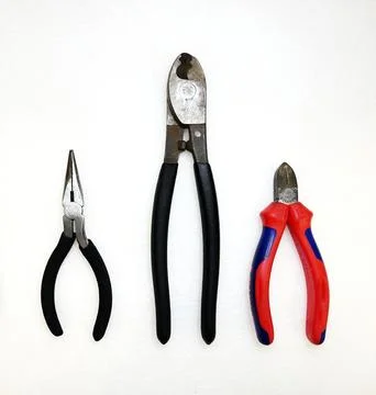 Tools Pliers Assorted Topview Minimal White Stock Photos