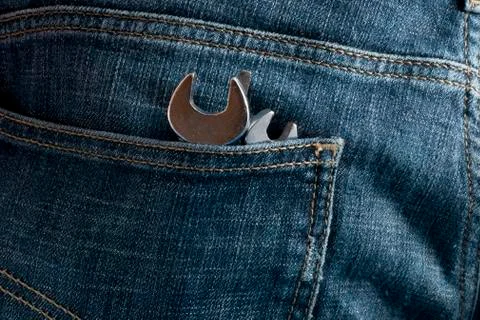 Tools in the pocket of jeans Stock Photos