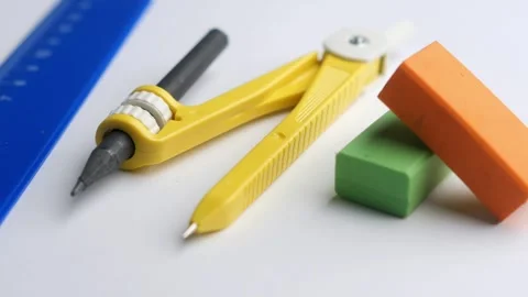 Tools for precise measurements and clean lines in art and design Video stock 303738831