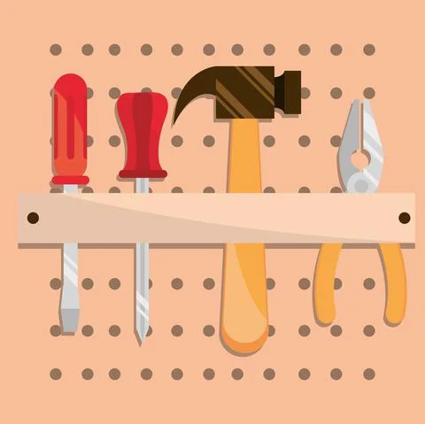 Tools in the rack Stock Illustration