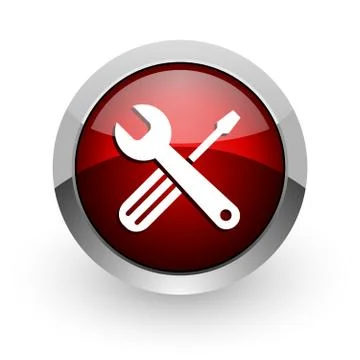 Tools red circle web glossy icon. 스톡 일러스트