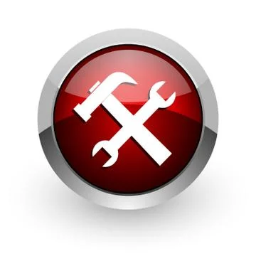 Tools red circle web glossy icon. 스톡 일러스트