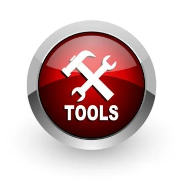 Tools red circle web glossy icon. 库存插图