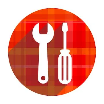 Tools red flat icon isolated. Illustrazione stock
