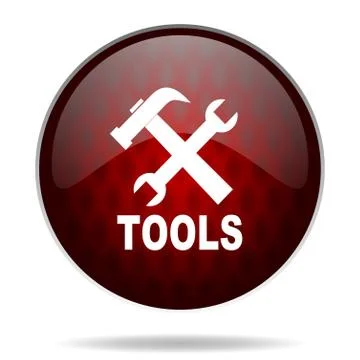 Tools red glossy web icon on white background. Stock Illustration