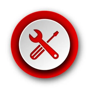 Tools red modern web icon on white background. Illustrazione stock