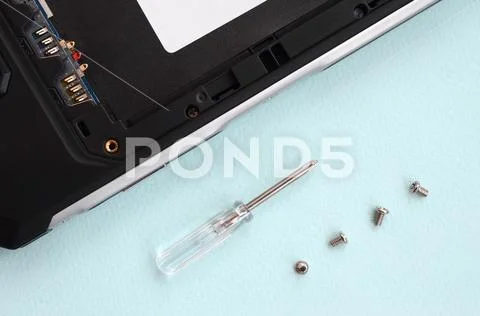Tools for repair and disassembly of modern smartphones and mobile devices Stock Photos