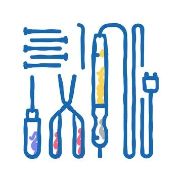 Tools for repair electronics icon doodle illustration Stock Illustration