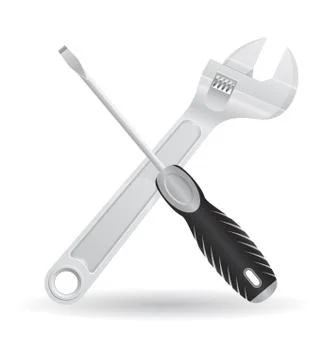 Tools screwdriver and screw wrench icons illustration Illustrazione stock