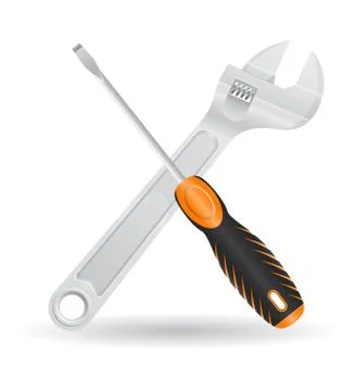 Tools screwdriver and screw wrench icons vector illustration Ilustração Stock