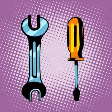 Tools screwdriver and wrench Illustrazione stock