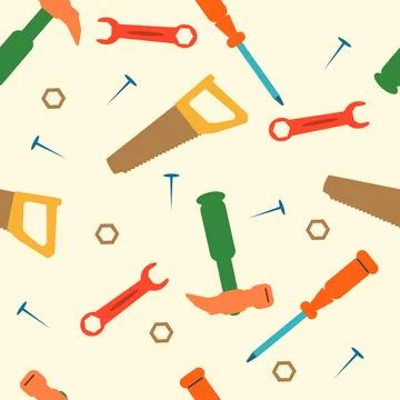 Tools seamless pattern in vector. Flat style illustration. pattern for fabric, b Stock Illustration