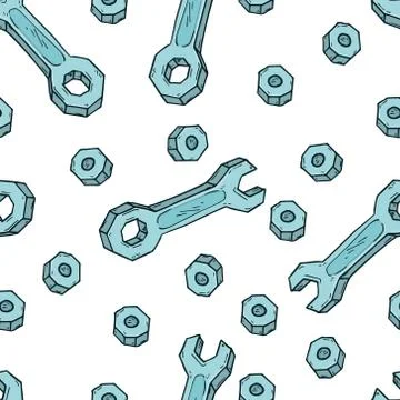 Tools seamless pattern. Vector illustration set of wrenches, bolts, screwdriv Illustrazione stock