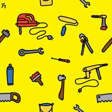 Tools seamless vector pattern Illustrazione stock