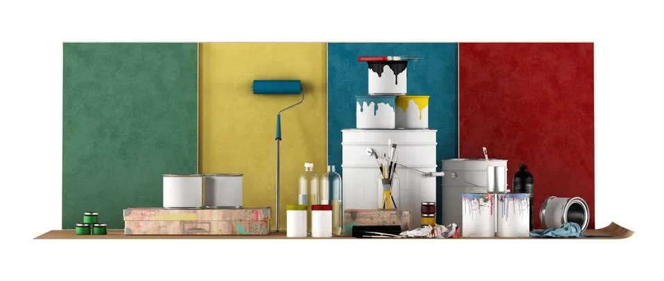 Tools for select color swatch to paint walls Stock Illustration