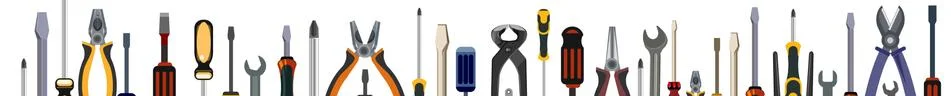 Tools. Set. The background is horizontal. Lower. Screwdrivers, hammers, wrenc Stock Illustration