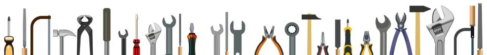 Tools. Set. The background is horizontal. Lower. Screwdrivers, hammers, wrenc Stock Illustration