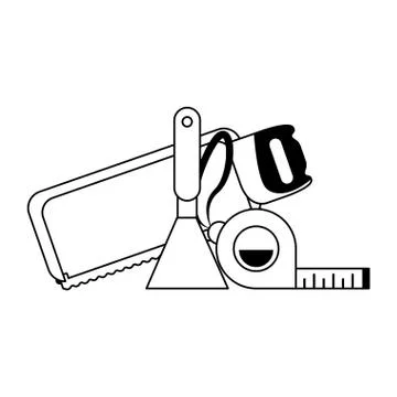 Tools set collection workshop icons cartoon in black and white Stock Illustration