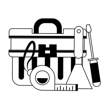 Tools set collection workshop icons cartoon in black and white Stock Illustration