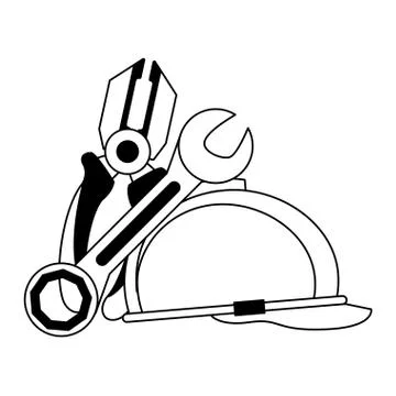 Tools set collection workshop icons cartoon in black and white Stock Illustration