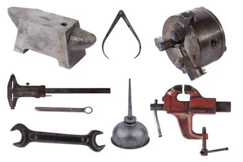Tools set isolated over white background Foto stock