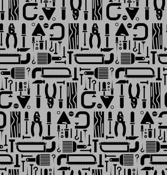 Tools set pattern seamless. Tool background. saw and brush, hammers, pliers.. Stock Illustration