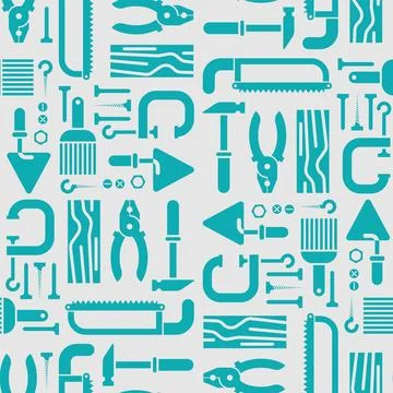 Tools set pattern seamless. Tool background. saw and brush, hammers, pliers.. Stockillustratie