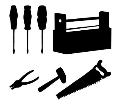 Tools set, silhouettes Illustrazione stock