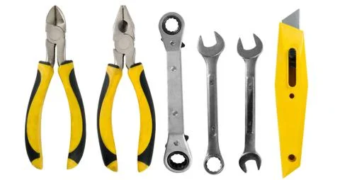 Tools set on the white Stock Photos
