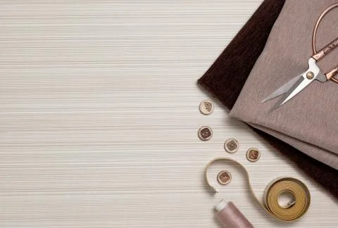 Tools for sewing (top view) Stock Photos