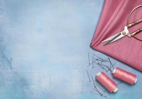 Tools for sewing (top view) Stock Photos