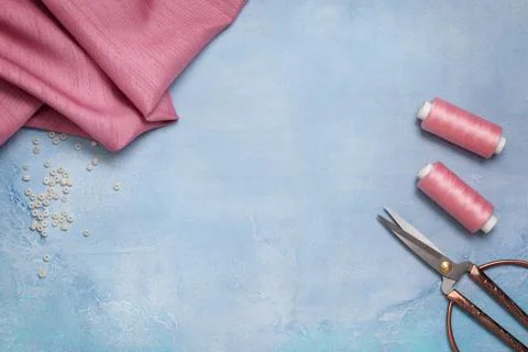 Tools for sewing (top view) Stock Photos