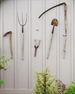 Tools on the shed wall Stock Photos