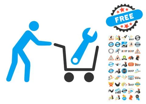 Tools Shopping Icon With 2017 Year Bonus Symbols Stock Illustration